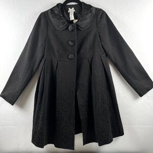Boutique Forever 21 Black Baby Doll Jacquard Print Satin Collar Jacket Y2K Med.